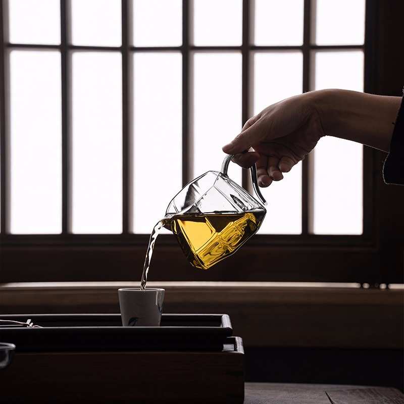 耐热玻璃公道杯家用茶海分茶器带手柄倒茶器日式高档功夫茶具配件