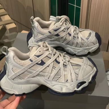 LOFTIME2025SPR90新品春夏款4CM减震厚底网布女士轻型运动老爹鞋