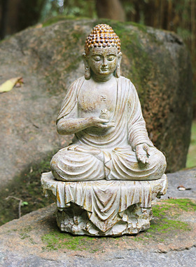 禅意佛首佛像艺品创意假山收纳软装家居摆件饰品新中式佛头