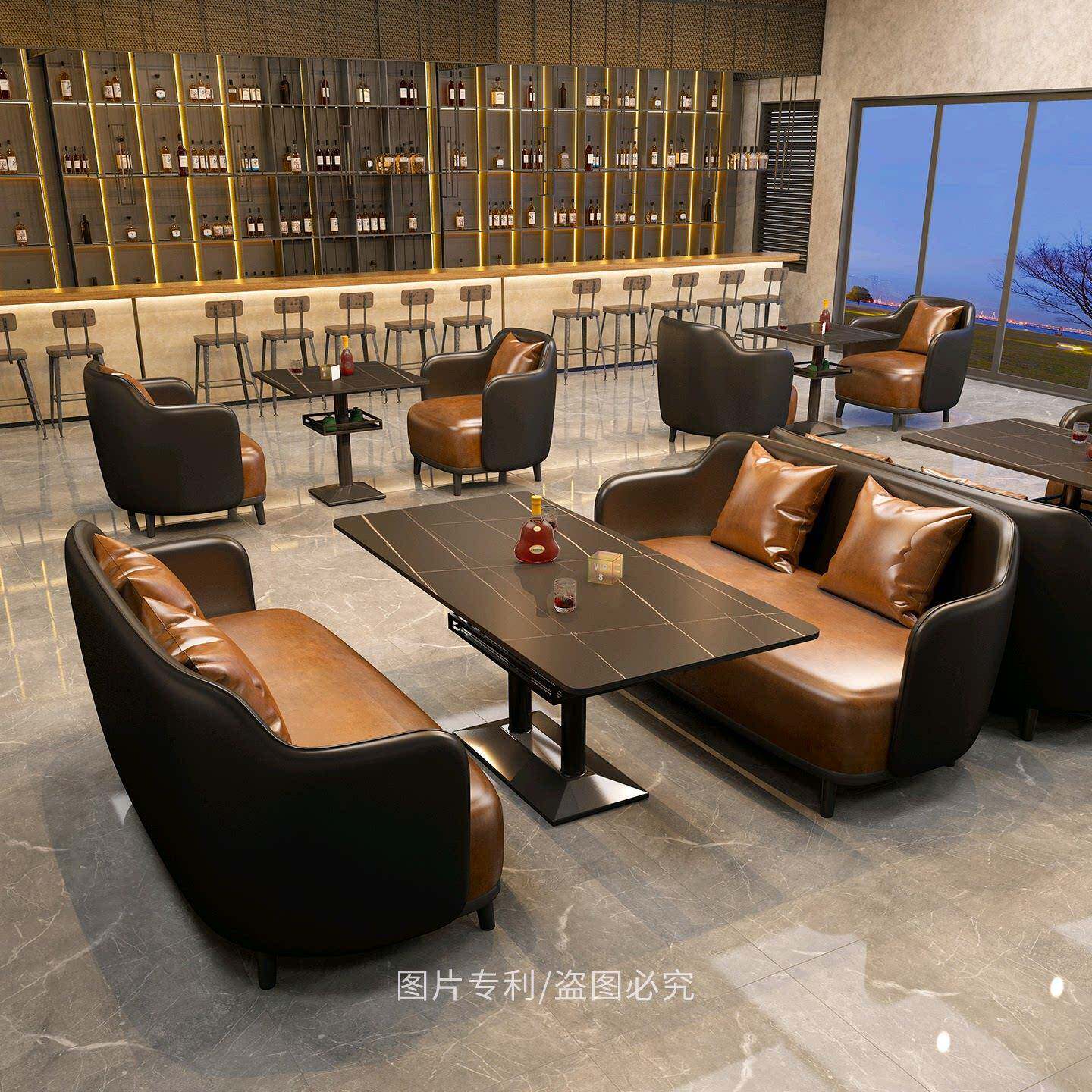 酒吧卡座沙发咖啡厅西餐厅清吧桌子静吧音乐餐吧小酒馆餐桌椅组合图片