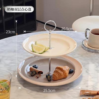 正品双层水果盘客厅家用高档轻奢零食前点心盘025新2款糖盘果子台