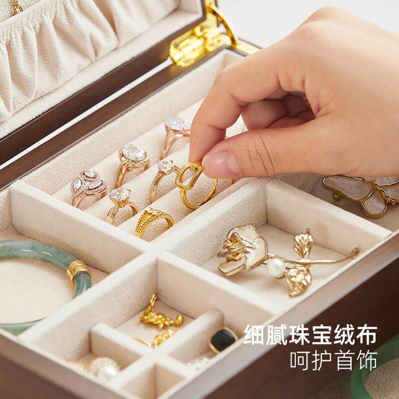 实木大容量饰收纳盒高精致抗档化抽屉首式项链耳环饰品HTM-09-0氧