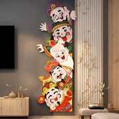 入户装 饰画上口挂喜福禄寿贴纸玄关财神爷厅电梯临门墙体自己五路