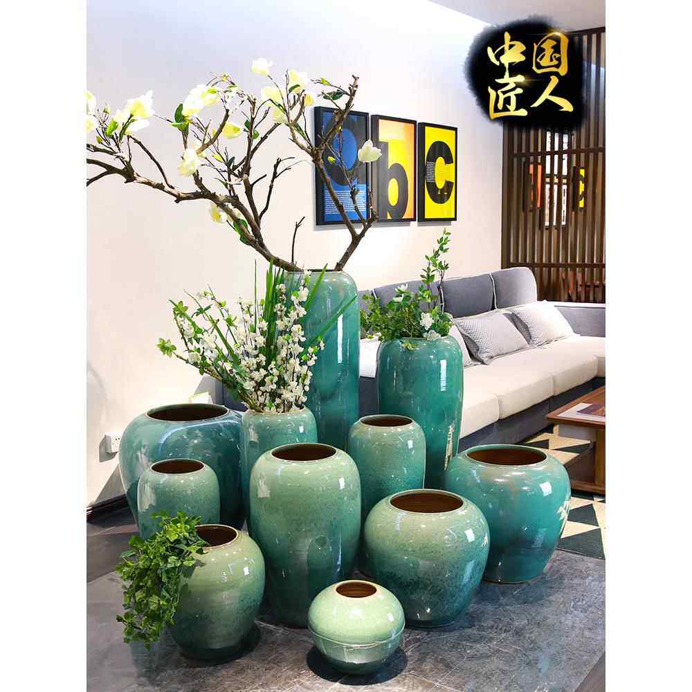 陶瓷落地瓶彩釉陶罐窑改造景德镇插花现代极简客厅酒店装修
