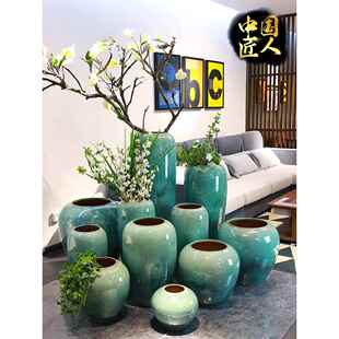陶瓷落地瓶彩釉陶罐窑改造景德镇插花现代极简客厅酒店装修