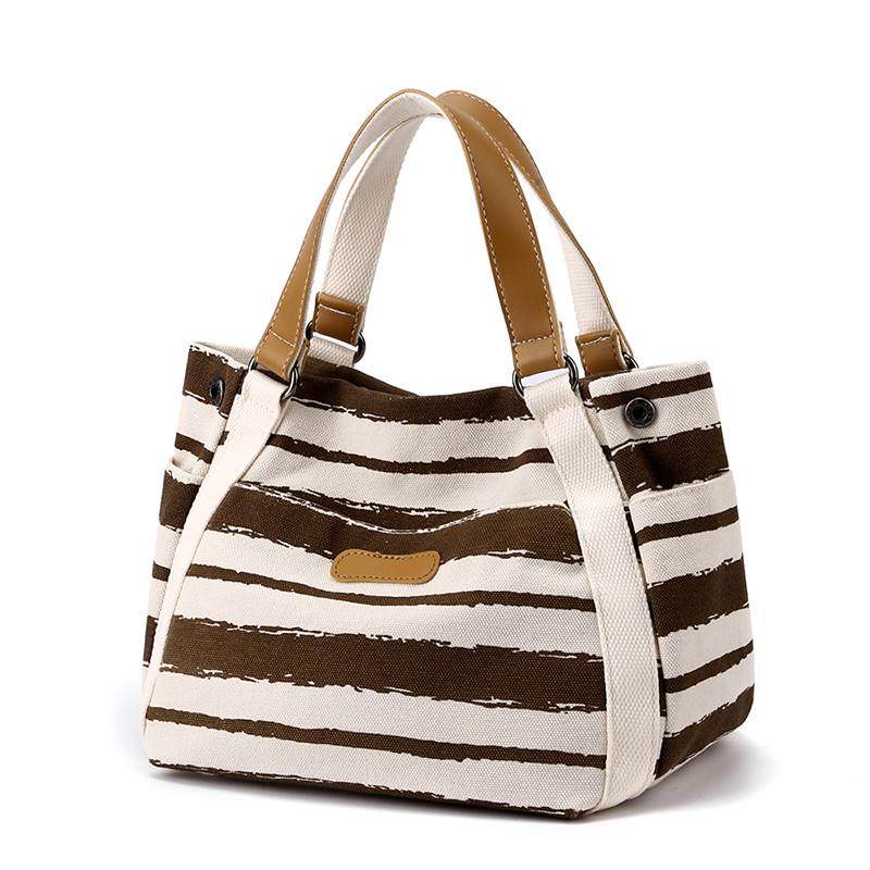 新款时尚手提包女包休闲条纹帆布包便当包百搭手拎包轻便上班小包,箱包皮具/热销女包/男包,小方包,淘宝优惠券,粉丝福利购,淘宝优惠卷