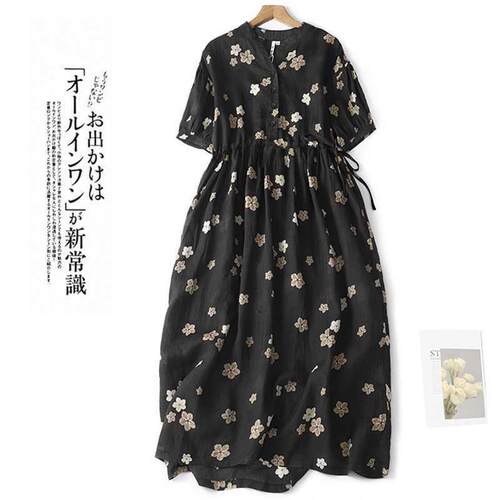 Dress floral women's mid length skirt连衣裙碎花女中长裙