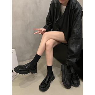 Jk鞋 英国小皮鞋 夏日女鞋 香港覆古百搭厚跟黑色便鞋