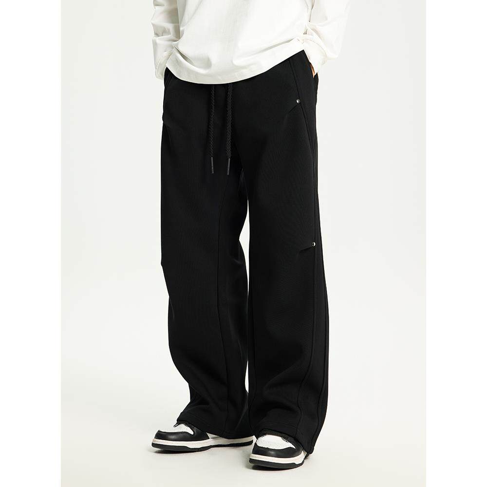 PKL 夏季休闲裤男卫裤宽松直筒大码运动裤美式潮牌阔腿拼接长裤子