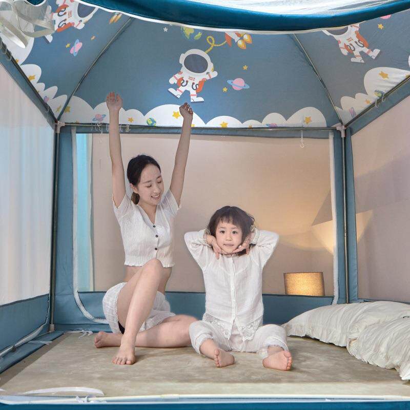 直销新款加高蒙古包蚊帐全遮光帘一体式床幔防摔儿童加固加厚防宝