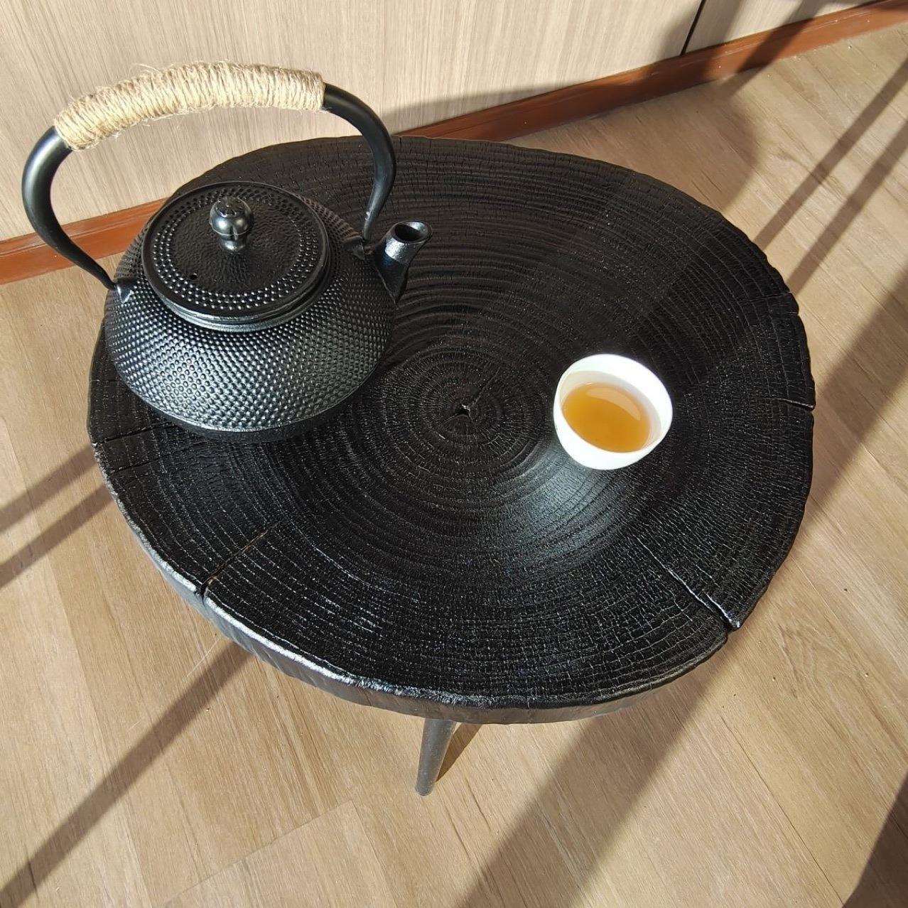 阳台实木茶桌茶台碳化小茶桌沙发边几榆木民宿茶几客厅家用复古