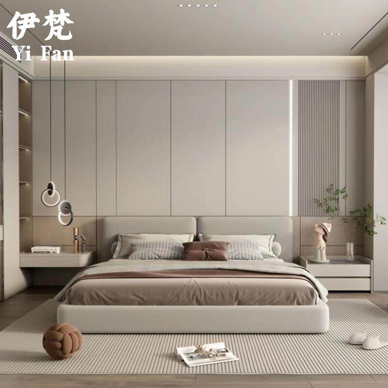 极简客厅电视墙壁纸卧室床头背景墙壁布高级灰现代沙发无缝墙布画