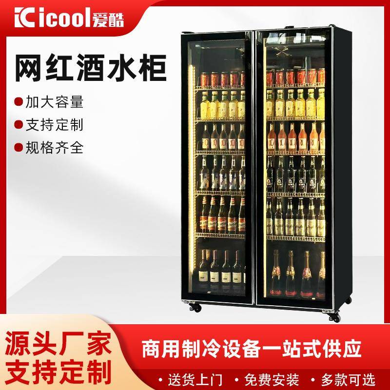 双门饮料酒水柜立式冰箱酒吧啤酒柜保鲜冷藏柜便利店冰柜商业用