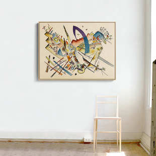 康定斯基小众抽象艺术复古横幅挂画卧室客厅样板间背景墙壁装饰画