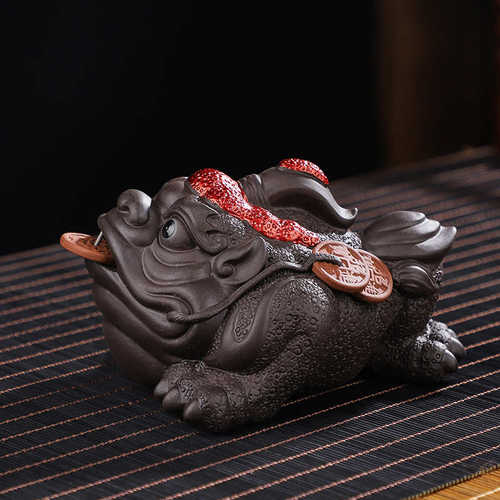茶宠摆件精品高档招财金蟾紫砂茶宠摆件茶玩可养手工功夫茶具茶盘