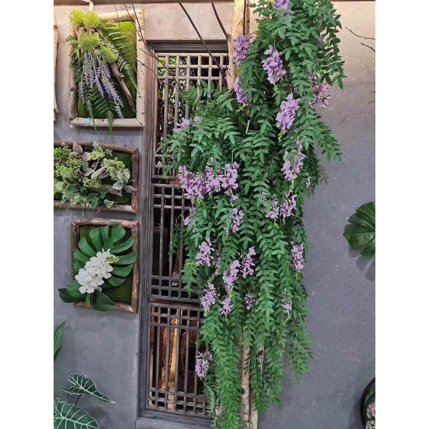 仿真假藤条12头豆花大壁挂 婚庆装饰仿真植物墙装饰藤蔓 绿植藤条