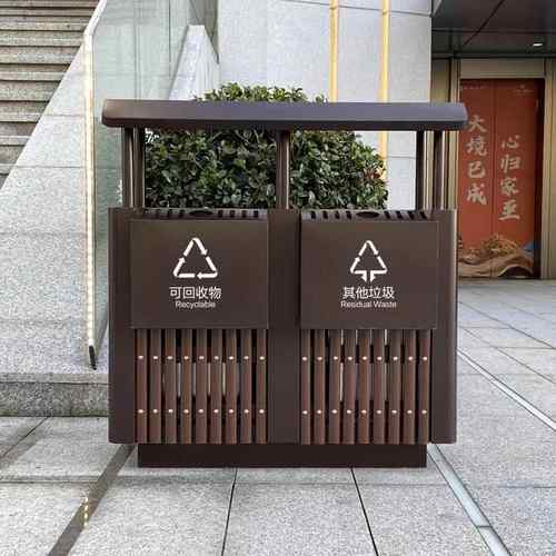 户外垃圾桶钢木镀锌中式户外仿古垃圾桶景观园区分类垃圾桶果皮箱
