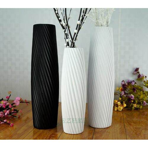 欧式干花花瓶简约现代白色插花家居客厅装饰品陶瓷摆件落地大花器