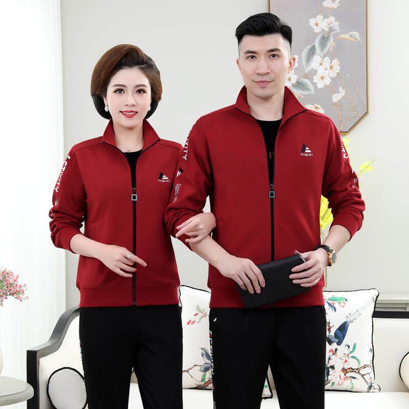 春闲季新爸款中装老年情侣棉三件套运69976687动套男女爸妈妈休运