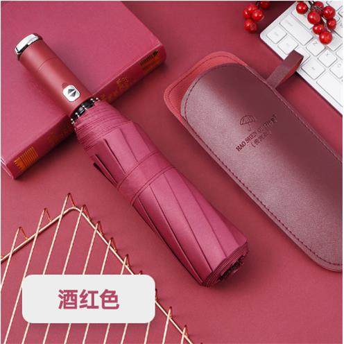 高档全动男女遮阳伞自，晴雨两用，木柄，加加固，纯色双层乙烯基