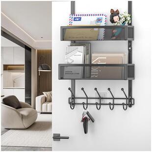 钥匙架门后置物架双层卫生间收纳架铁艺门上储物架卧室挂衣架