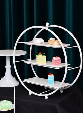 欧式白色婚礼甜品摆件展示架蛋YTA托盘套装冷餐台茶歇下点午茶糕