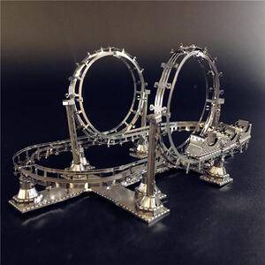 钢达3D立体金属拼图过山车模型diy手工拼装模型成人玩具礼物