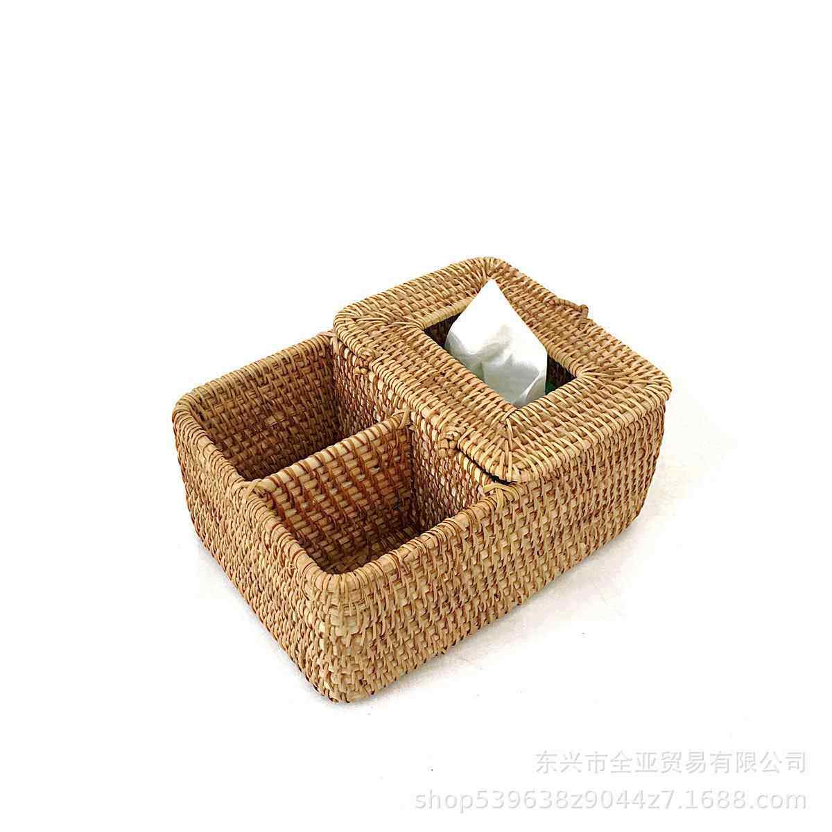 越南纸巾盒手工藤编创意客厅办公室桌面收纳盒家用遥控器餐巾纸盒