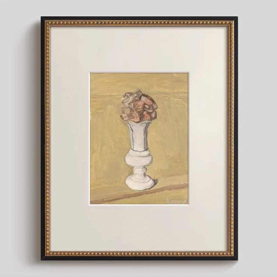 莫兰迪静物花瓶花卉现代法式复古装饰画美式客厅餐厅玄关卧室挂画