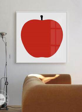 红色苹果简约现代客厅装饰画高级感餐厅艺术挂画极简水果卧室壁画