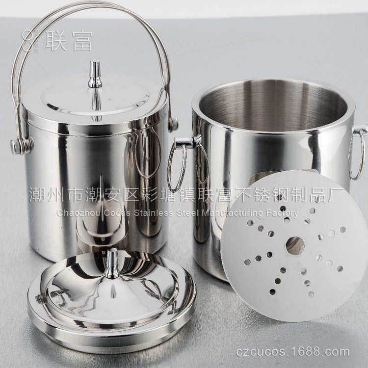 双层冰桶不锈钢加厚直型手提冰粒桶会所度假村海边酒吧广场红酒桶,餐饮具,冰夹,淘宝优惠券,粉丝福利购,淘宝优惠卷