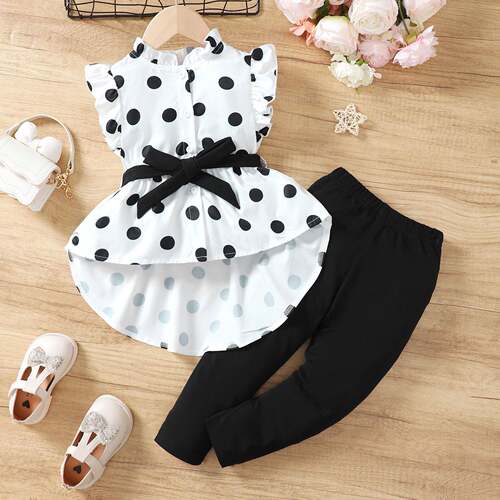 Ready Stock 18m-6t Baby Girls Clothes Polka Dot Print