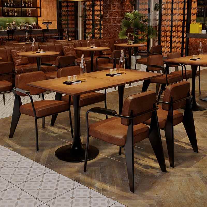 复古酒吧酒馆实木桌椅组合西餐厅餐吧餐桌椅融合餐厅商用桌子椅子