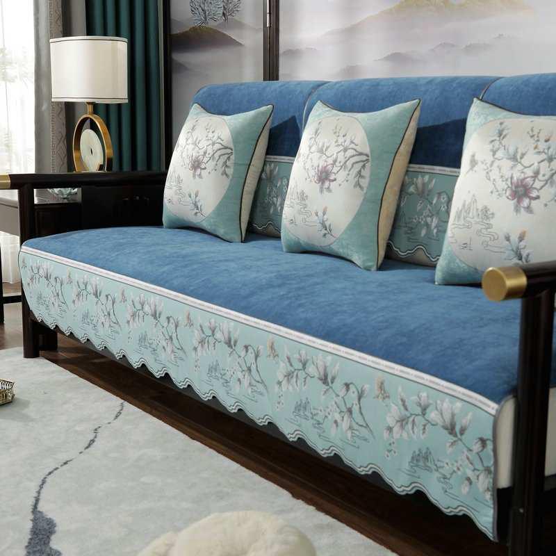 新中式沙发垫座垫四季通用高档红木家具坐垫子实木沙发套罩巾盖布