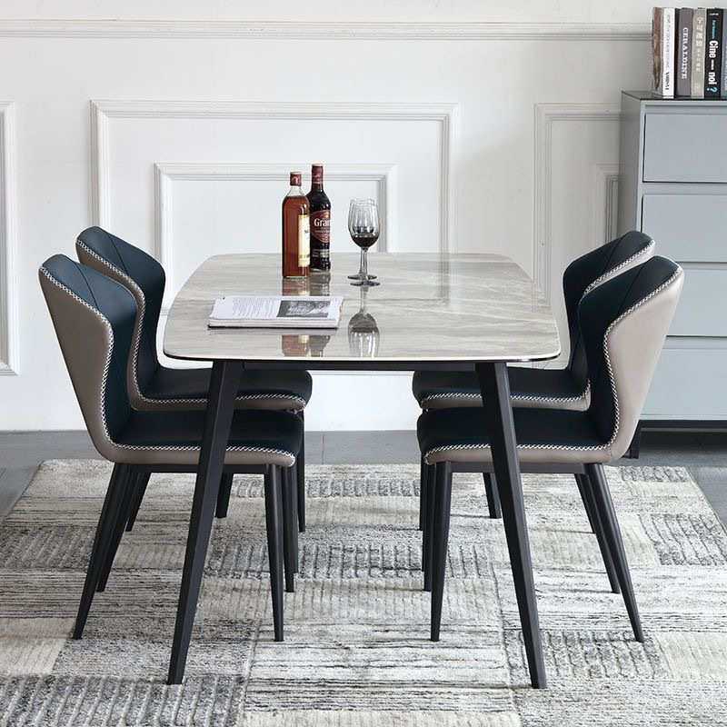 岩板餐桌餐桌椅组合小户型现代简约餐桌出租房轻奢高档亮光长方桌