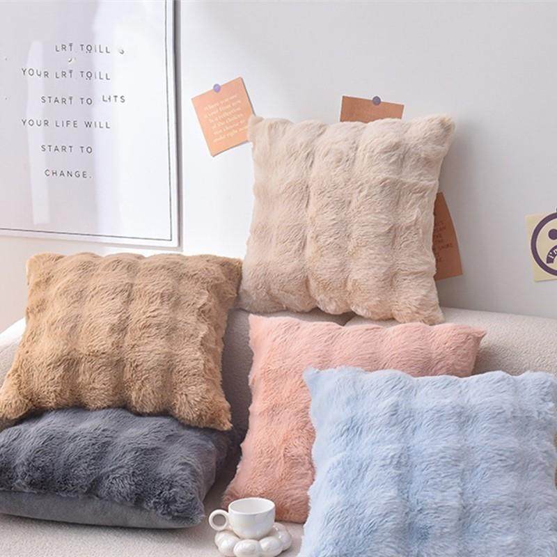 仿兔毛泡泡绒抱枕套沙发客厅靠垫纯色靠枕床头毛绒方形靠垫套,居家布艺,抱枕被,淘宝优惠券,粉丝福利购,淘宝优惠卷