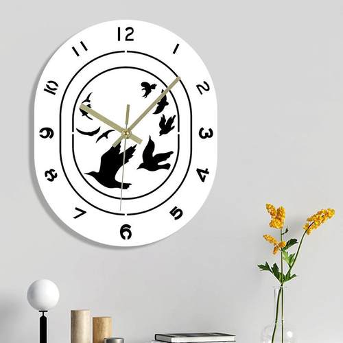 现代简约北欧风挂钟燕子家用客厅房间餐厅装饰壁钟静音亚克力钟表