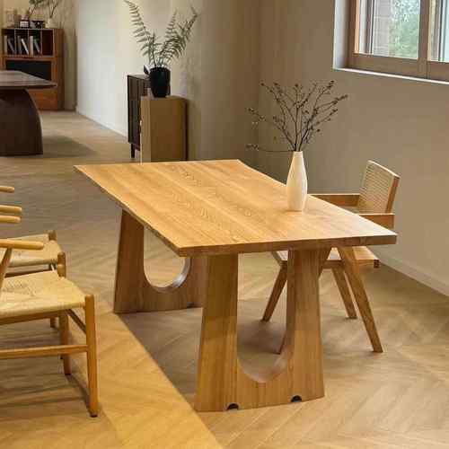 北欧白蜡木全实木餐桌大板简约泡茶桌办公长条桌原木家用创意桌子