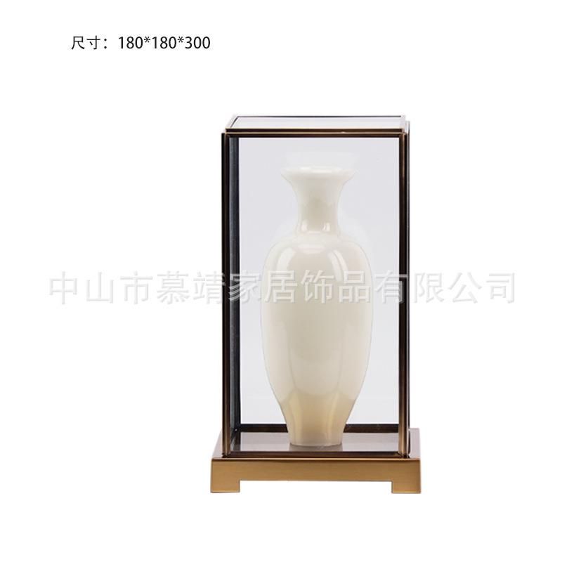 新中式现代透明玻璃罩子花瓶树脂摆件客厅茶几博古架书柜家居摆件