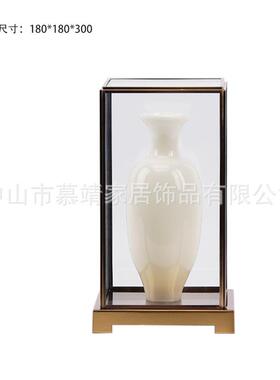新中式现代透明玻璃罩子花瓶树脂摆件客厅茶几博古架书柜家居摆件