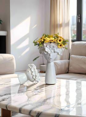 热卖新品树脂工艺品现代简约家居装饰创意花瓶摆件女孩桌面摆设