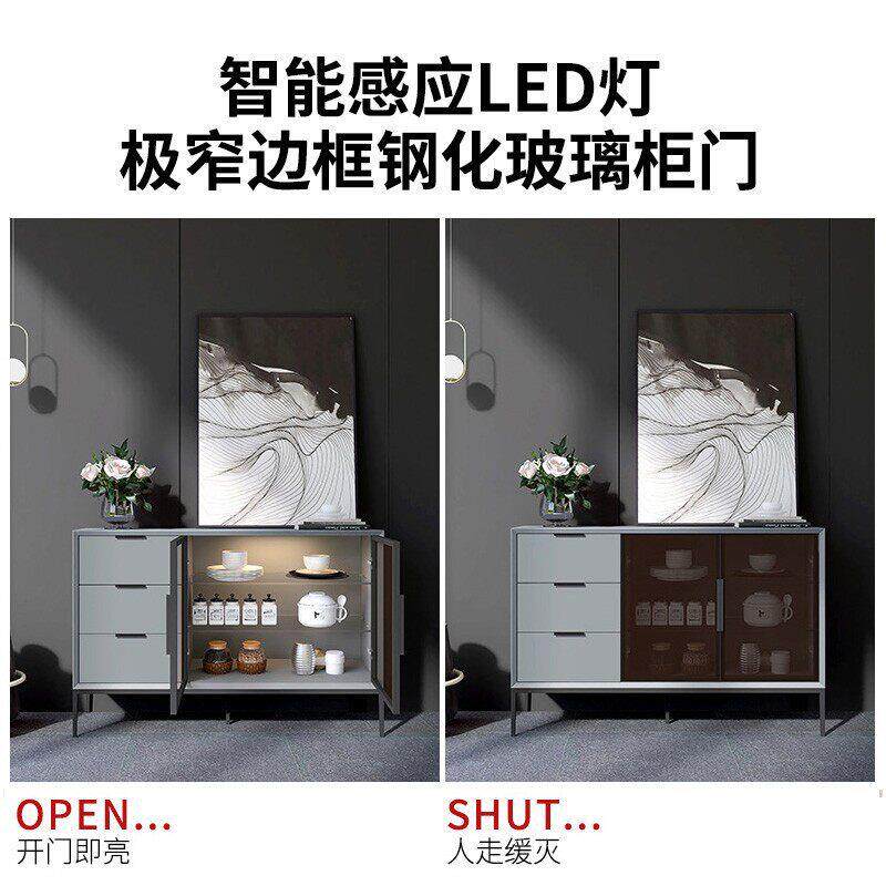 意式极简餐边柜现简约实木玻璃茶水置物玄关柜多功能收纳碗酒柜