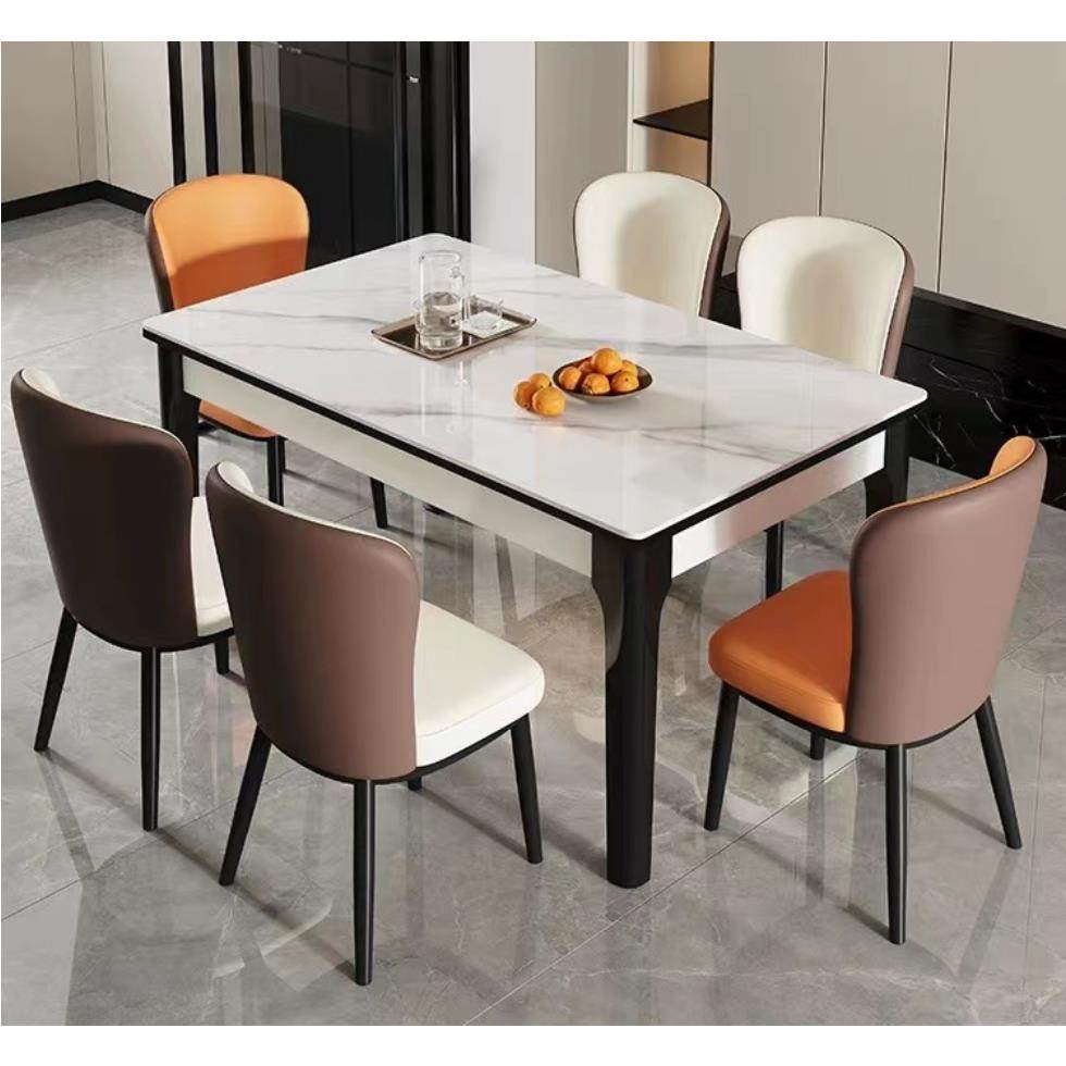 新款饭实木岩板现代约餐桌合椅组家用简小户型吃饭桌子店饭厅长方