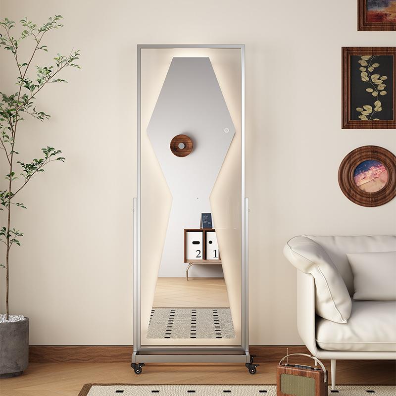 服装店显瘦镜子带轮可移动落地全身镜不锈钢网红卧室智能试衣镜子