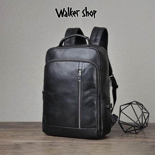 WalkerShop奥卡索双肩包男时尚休闲真皮百搭背包大容量电脑包男