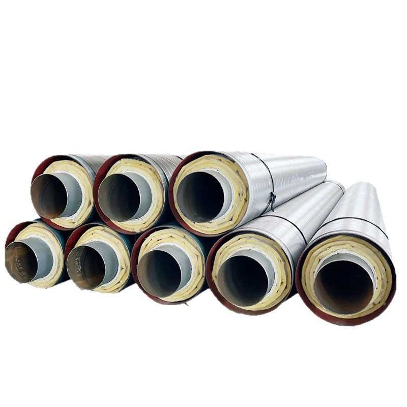 钢套钢蒸汽保温钢管蒸汽保温螺旋管岩棉硅酸铝玻璃棉复合保温钢管