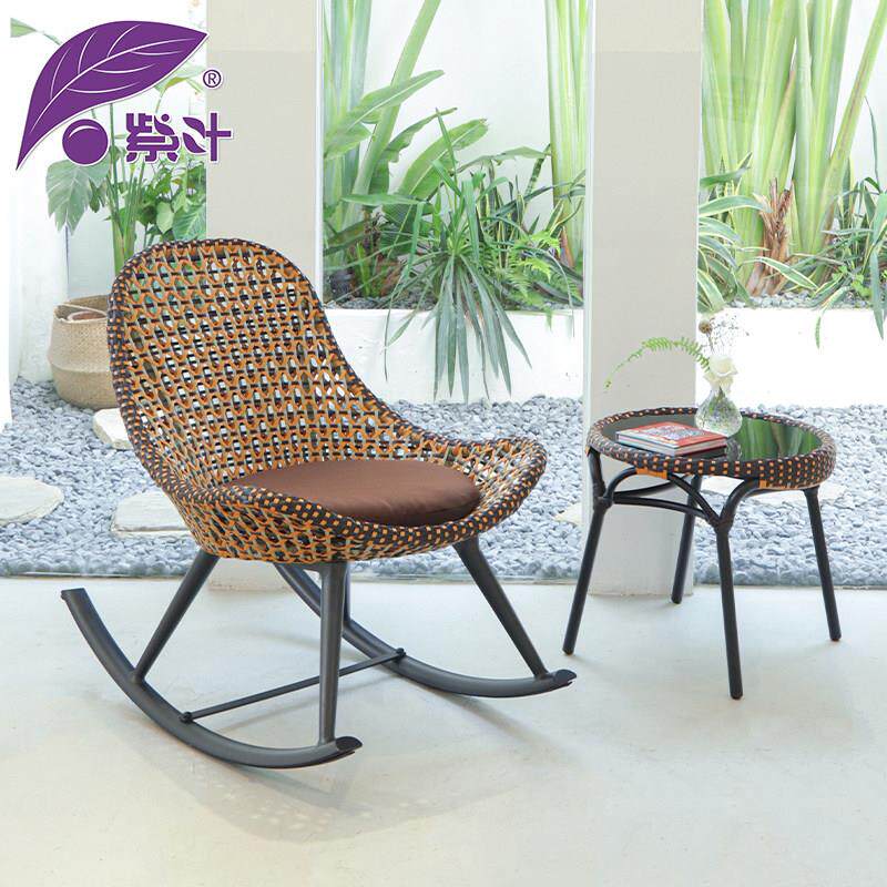 紫叶摇椅大人躺椅家用休闲椅阳台懒人藤编沙发户外2025新款摇摇椅