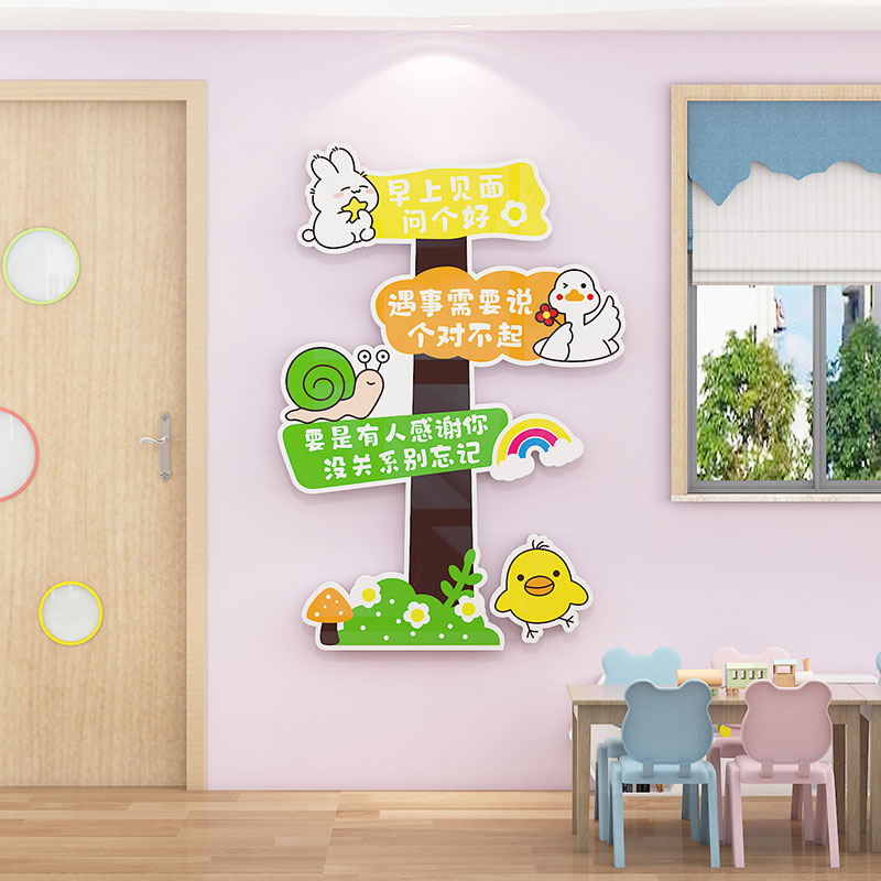 幼儿园环创主题墙成品文明礼仪文化墙贴立体教室走廊楼梯墙面装饰