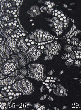 唐隆黑色双边复古花朵厚实弹力蕾丝 29cm服装家纺蕾丝花边辅料DIY