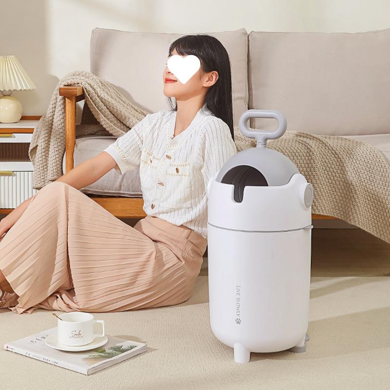家用尿不湿垃圾桶大容量圆形桶静音开合卫生间人工力学把手纸篓桶